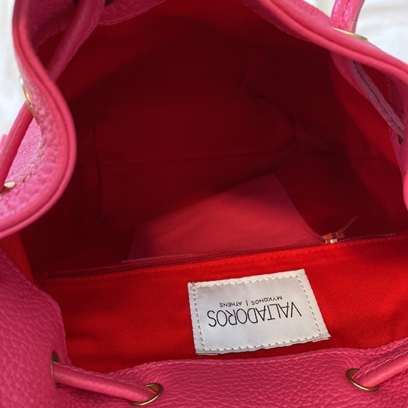 Paris Valtadoros Mykonos Fuchsia Pebbled Leather Fringe Small Staple Backpack main image 13